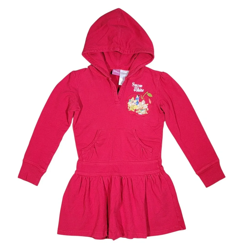 Disney Snow White Dress Girls Sz 6/6X Red Fleece Hood Pocket‎ Long Sleeve Casual